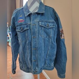Men's Blue Embroidered Denim Shirt Jacket